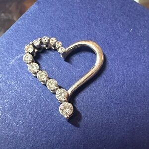 Vintage 14 Karat White Gold Diamond Heart Pendant